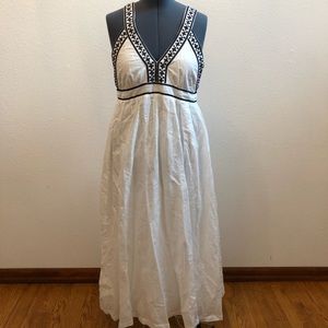 J. Crew white and navy blue maxi dress